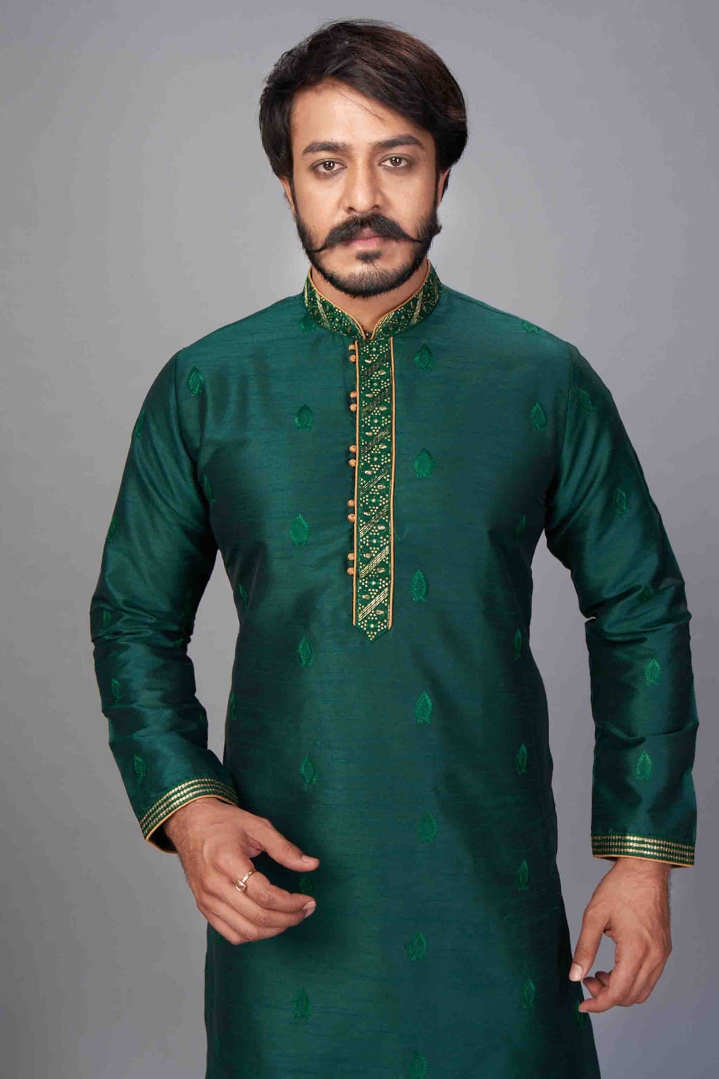 Green Colour Kurta Pajama In Jacquard Silk KP1210058 A
