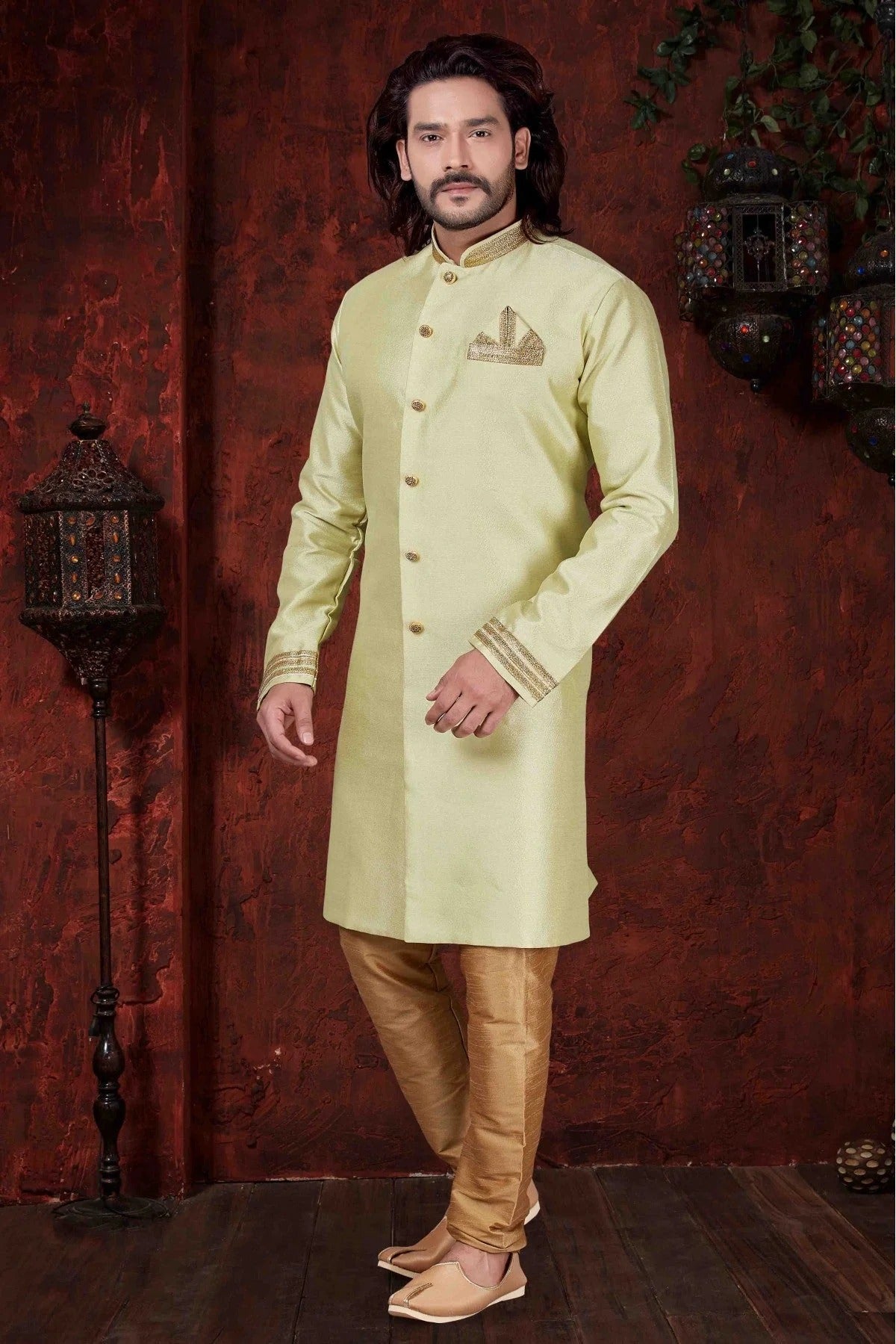 Green Colour Kurta Pajama In Silk Fabric KP1040037