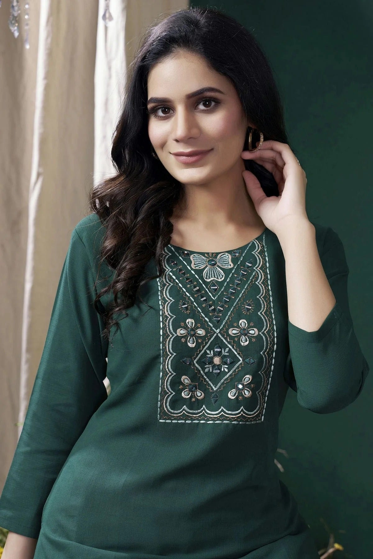 Green Colour Maaza Cotton Kurta And Pant Set KR1111344 A