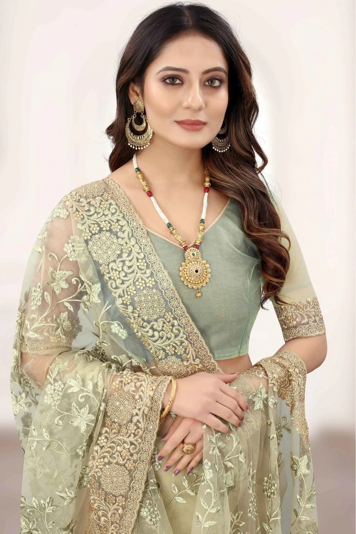 Green Colour Net Designer Saree SD1120844 A