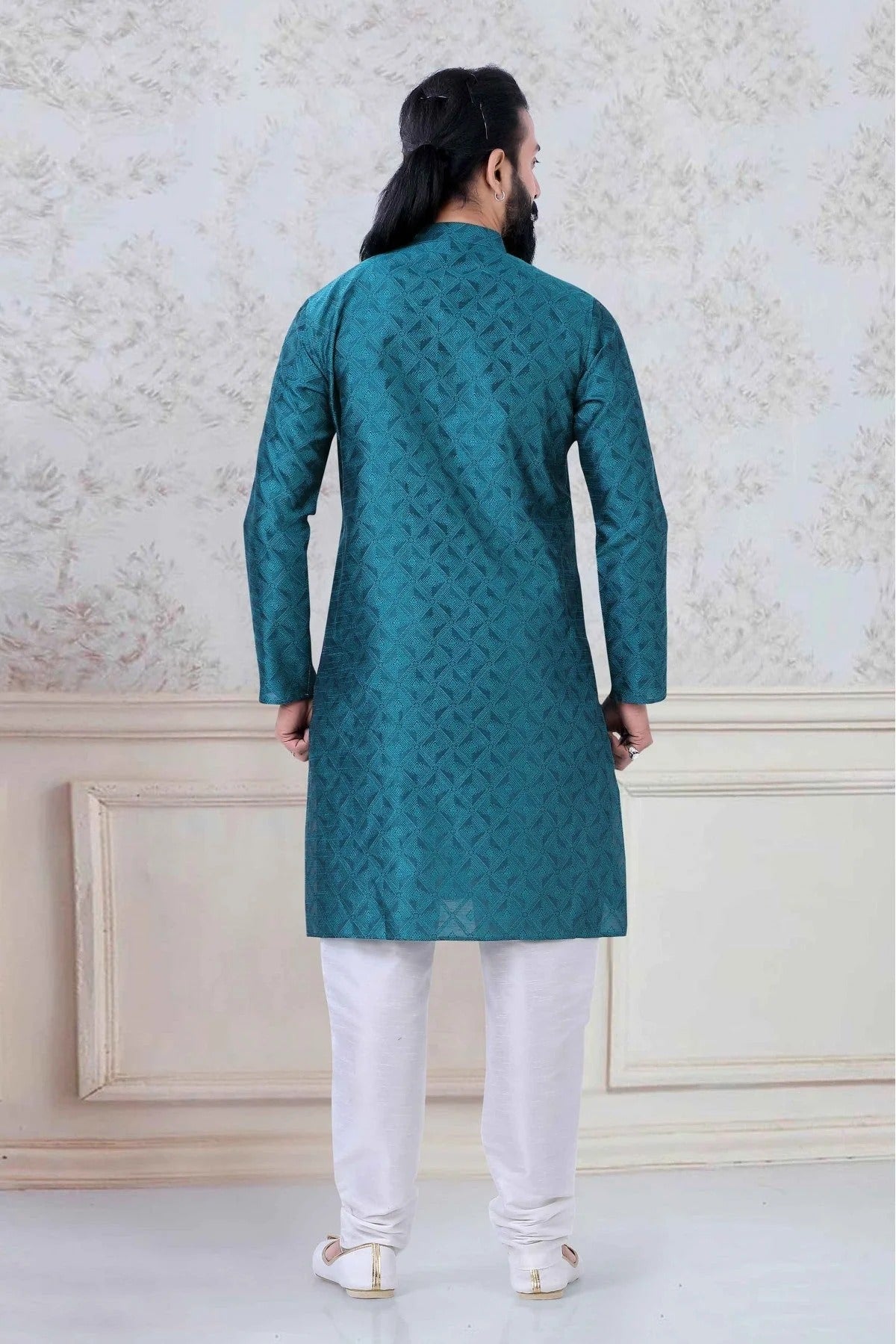 Green Colour Organza Festival Wear Kurta Pajama KP1130059 A