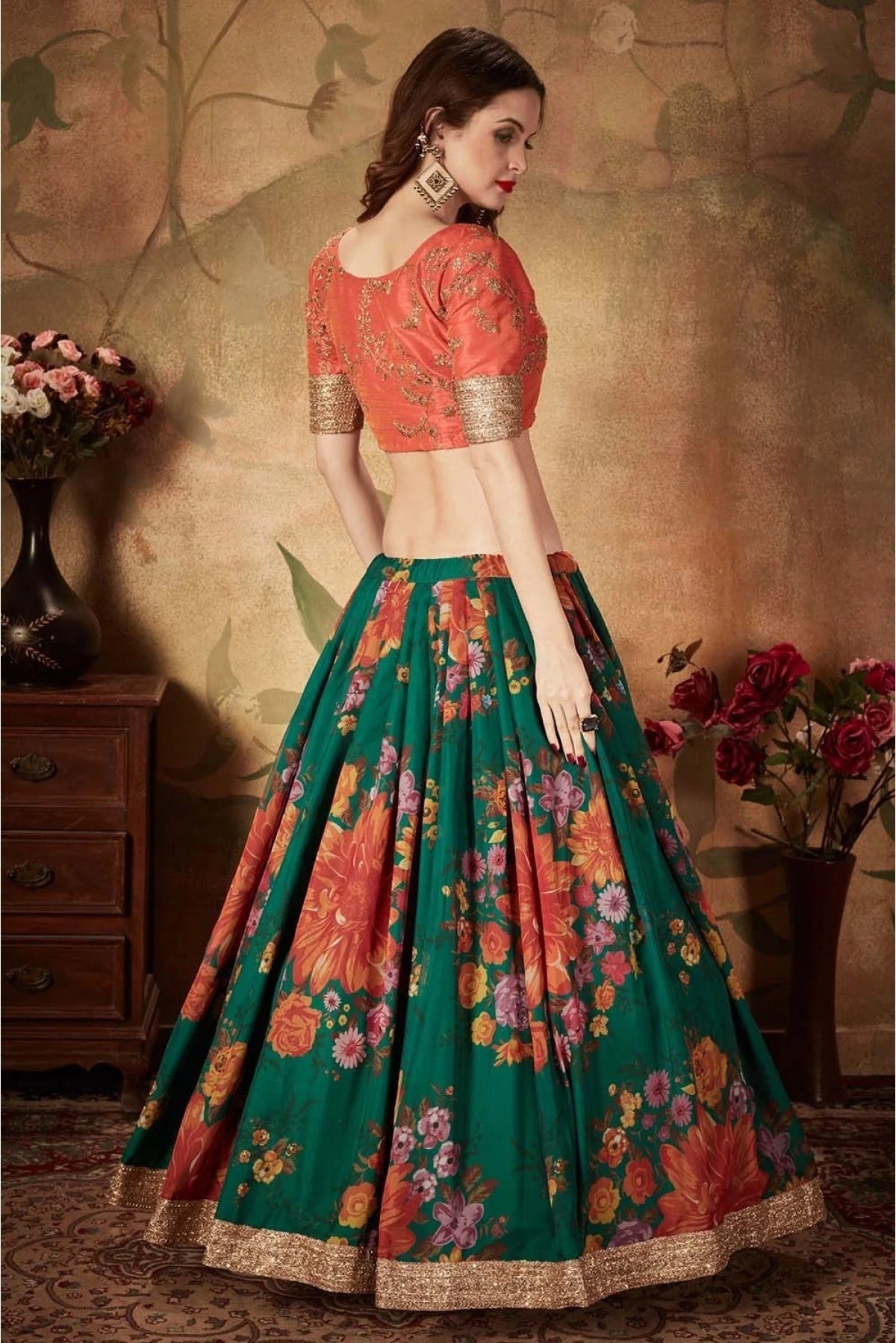 Green Colour Organza Lehenga Choli LC1010086 C