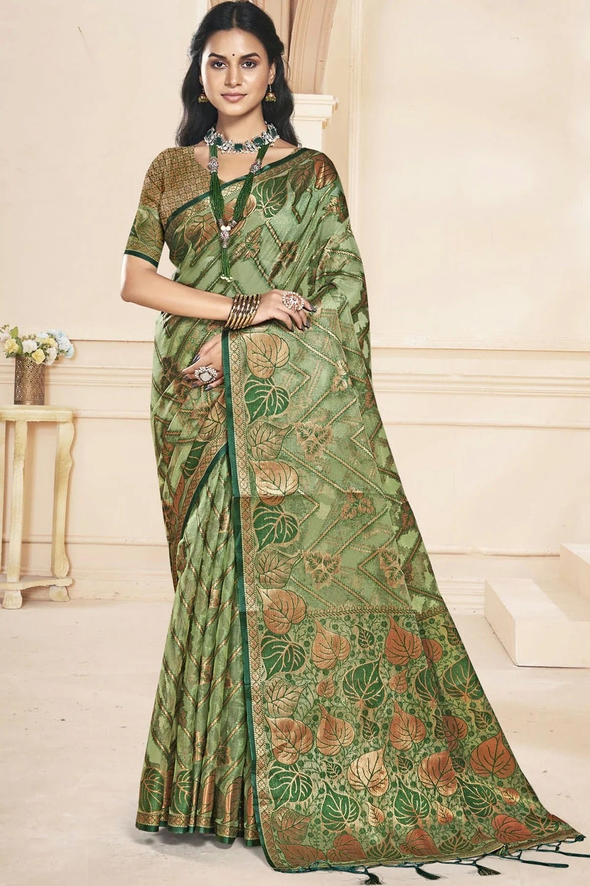 Green Colour Organza Traditional Saree SD1102607