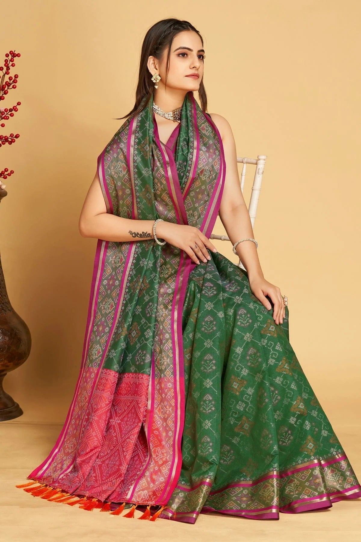 Green Colour Patola Silk Saree SD1110040 A