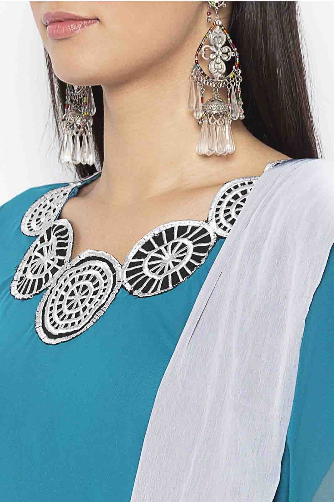 Green Colour Plus Size Georgette Embroidery Pant Style Suit BW1070341 B