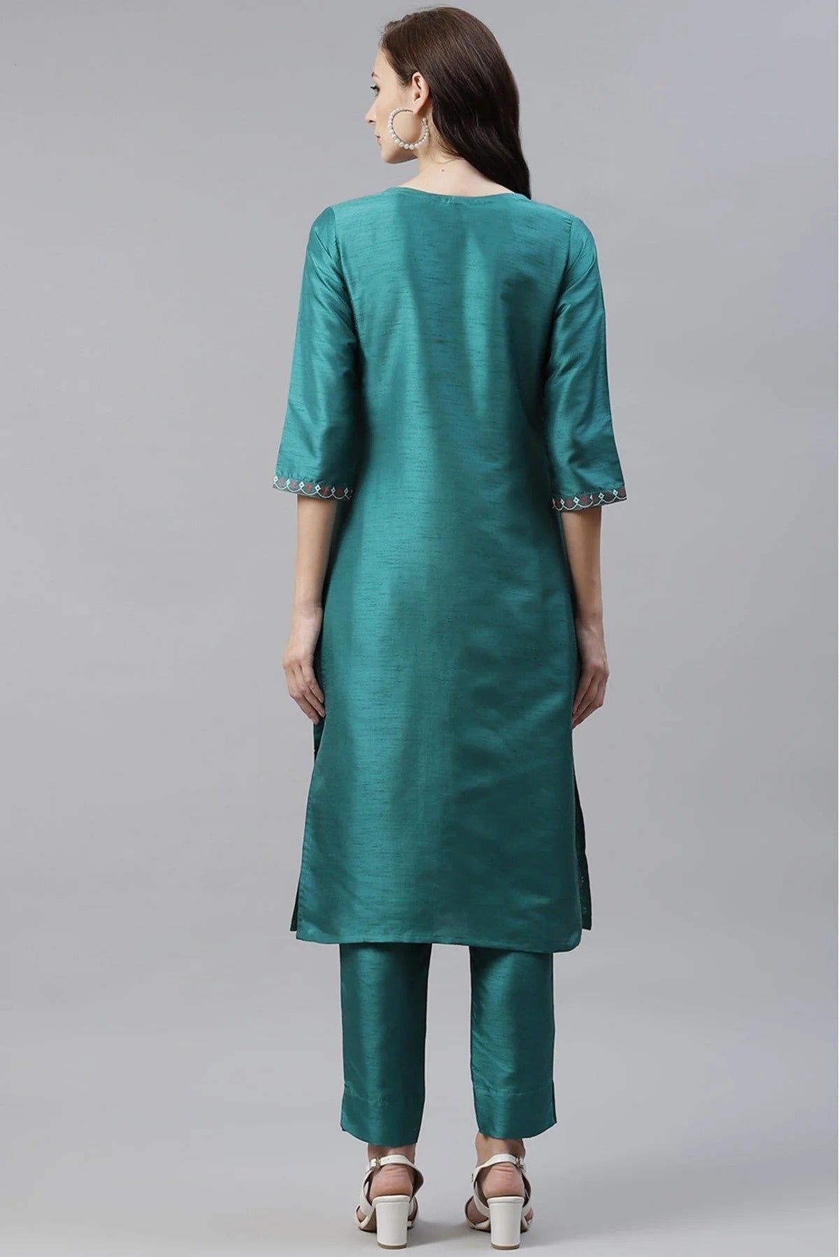 Green Colour Poly Silk Foil Print Kurti KR1060263 B