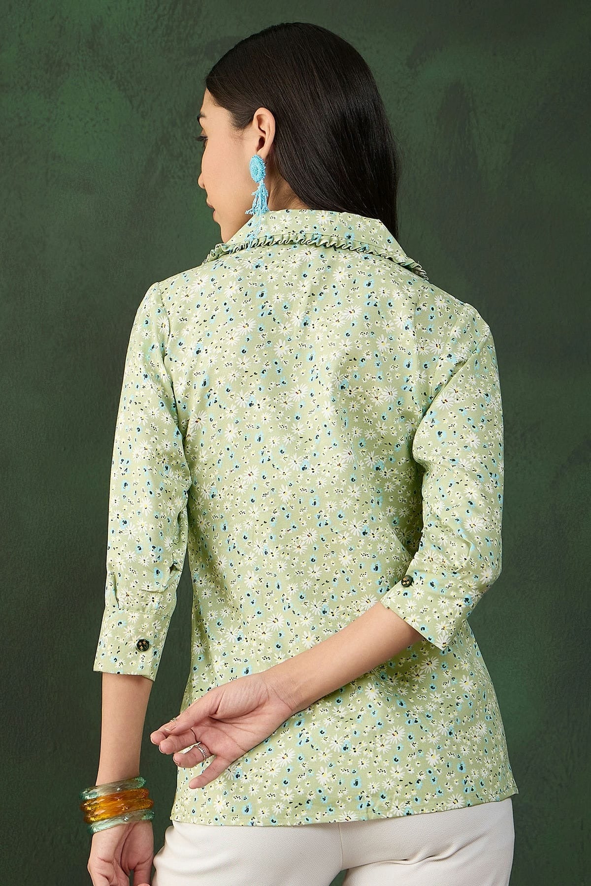 Green Colour Rayon Readymade Top TP1110890 A