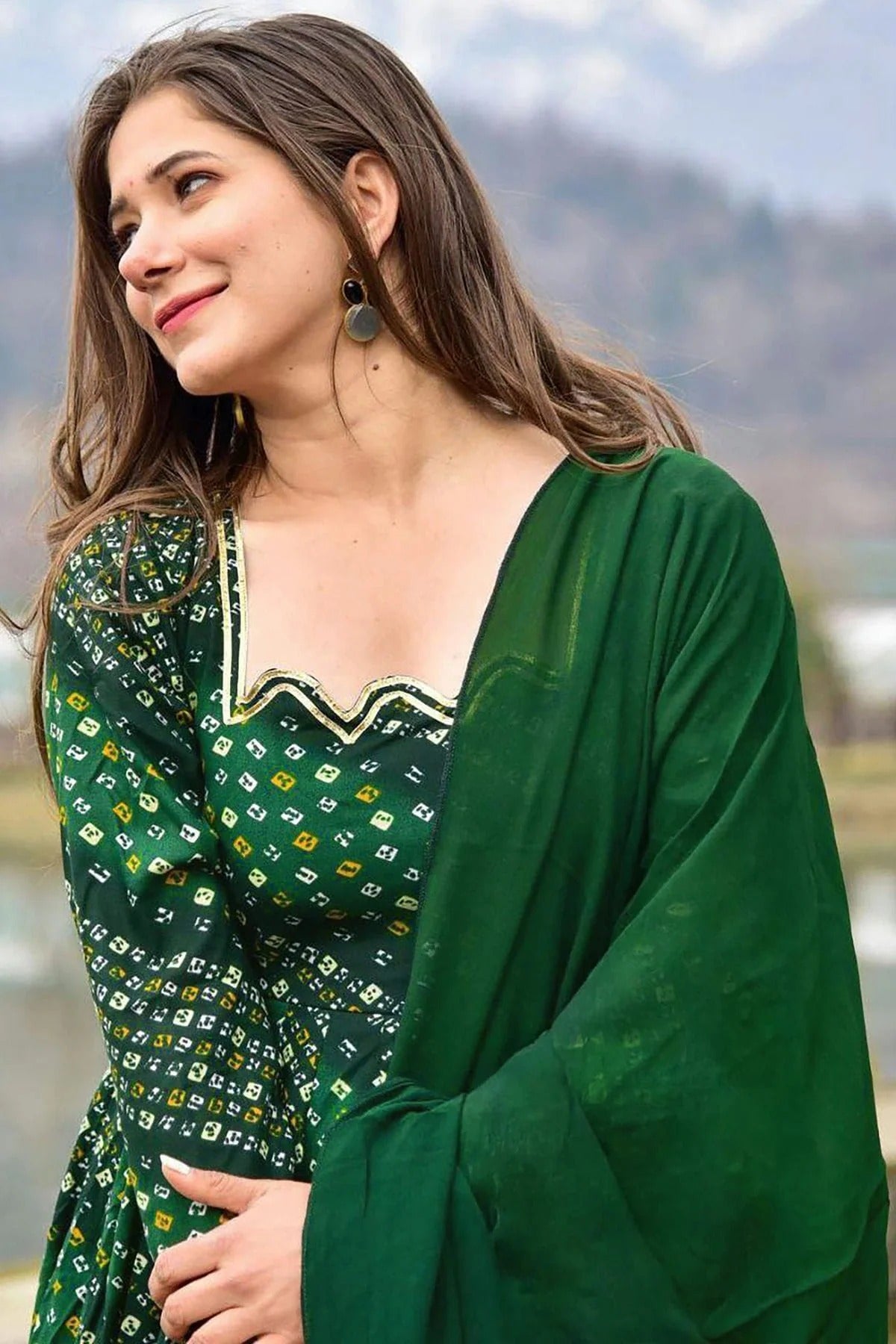 Green Colour Rayon Stitched Gown GW1112313 B