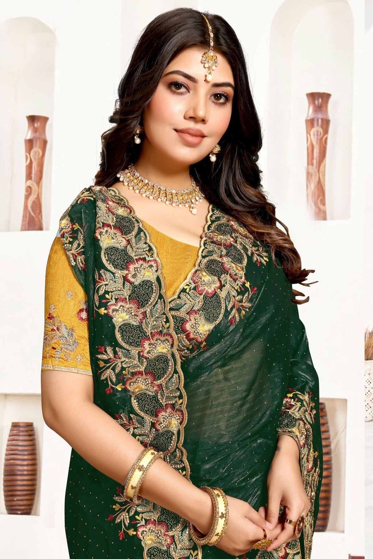 Green Colour Satin Silk Designer Saree SD1091056 A