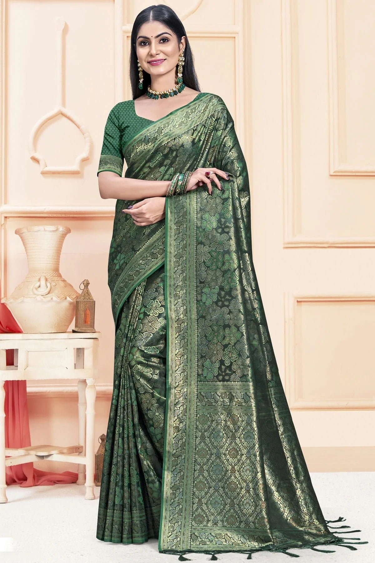 Green Colour Satin Silk Traditional Saree SD1102428