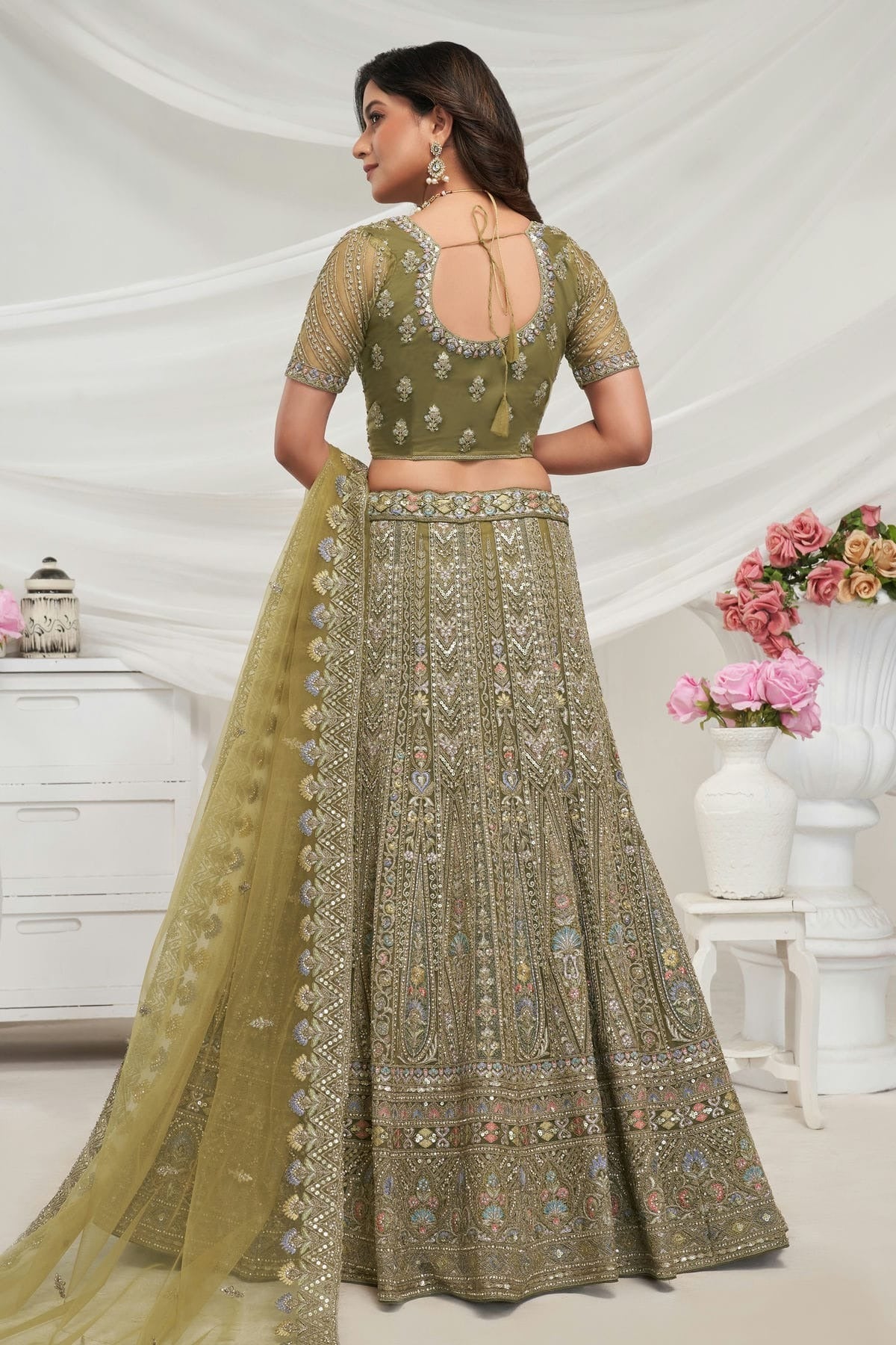 Green Colour Soft Net Lehenga Choli LC1030042 B