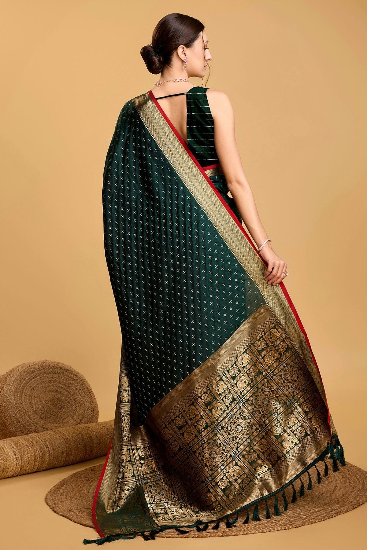 Green Colour Soft Silk Saree SD1110060 A