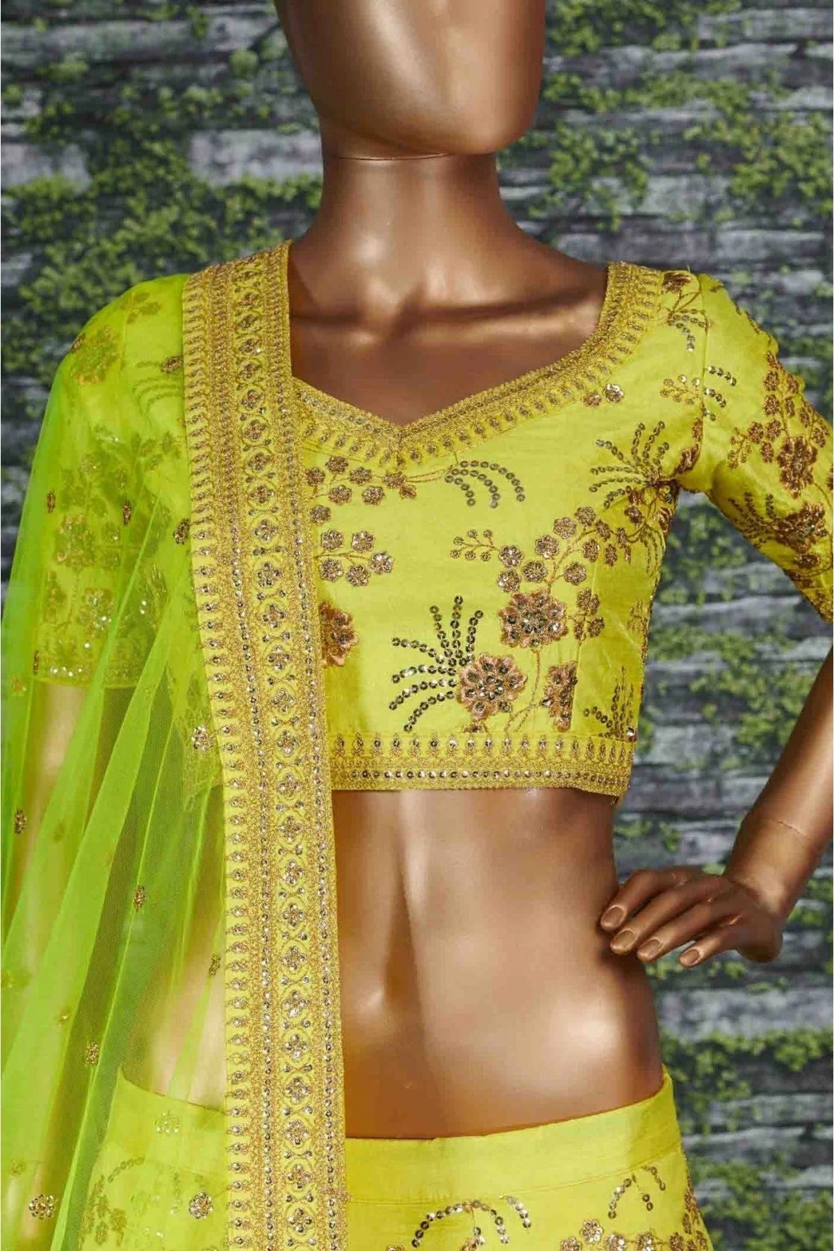 Green Colour Thai Silk Lehenga Choli LC1010019 C