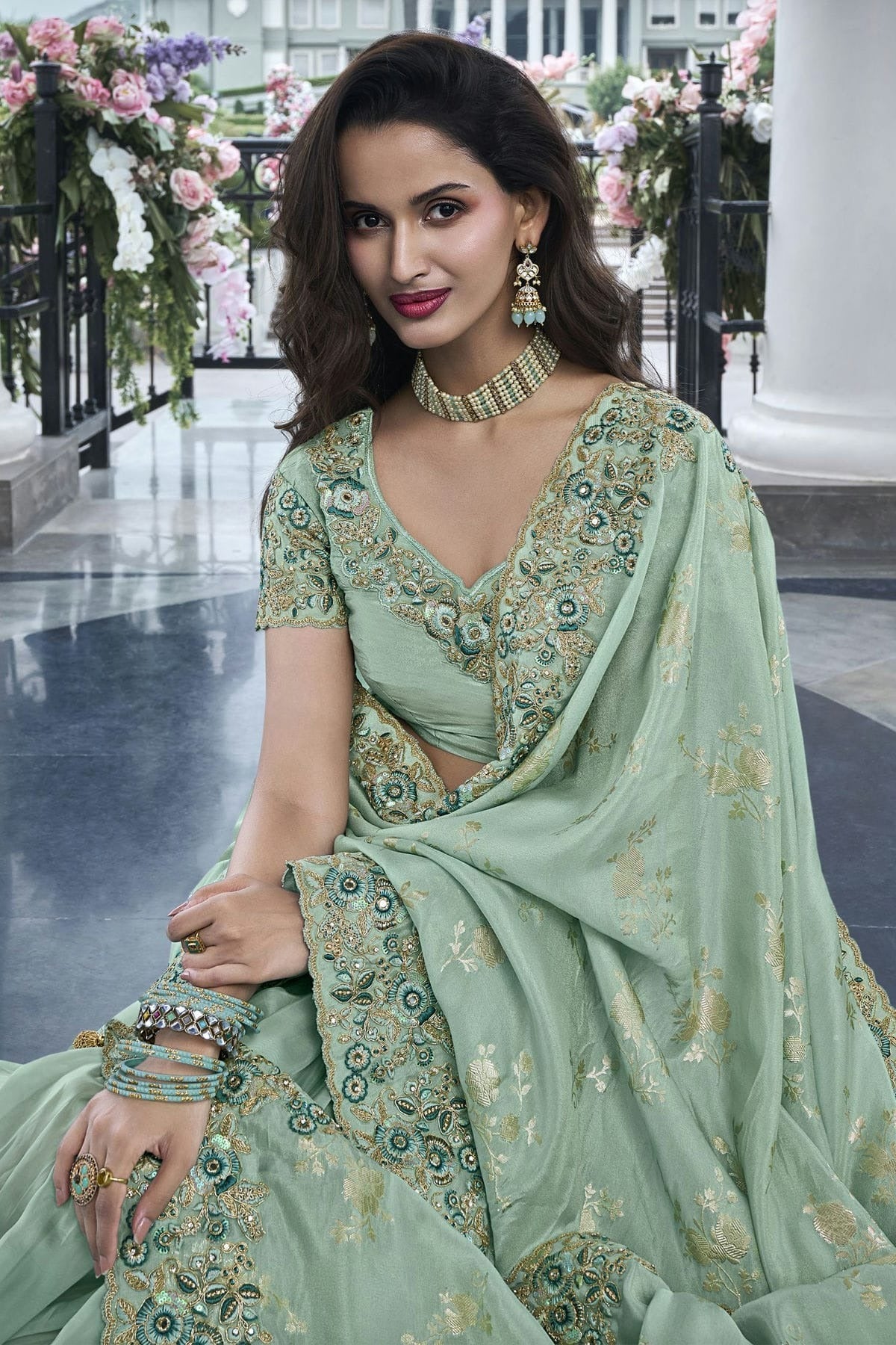 Green Colour Tissue Silk Designer Saree SD1110963 A
