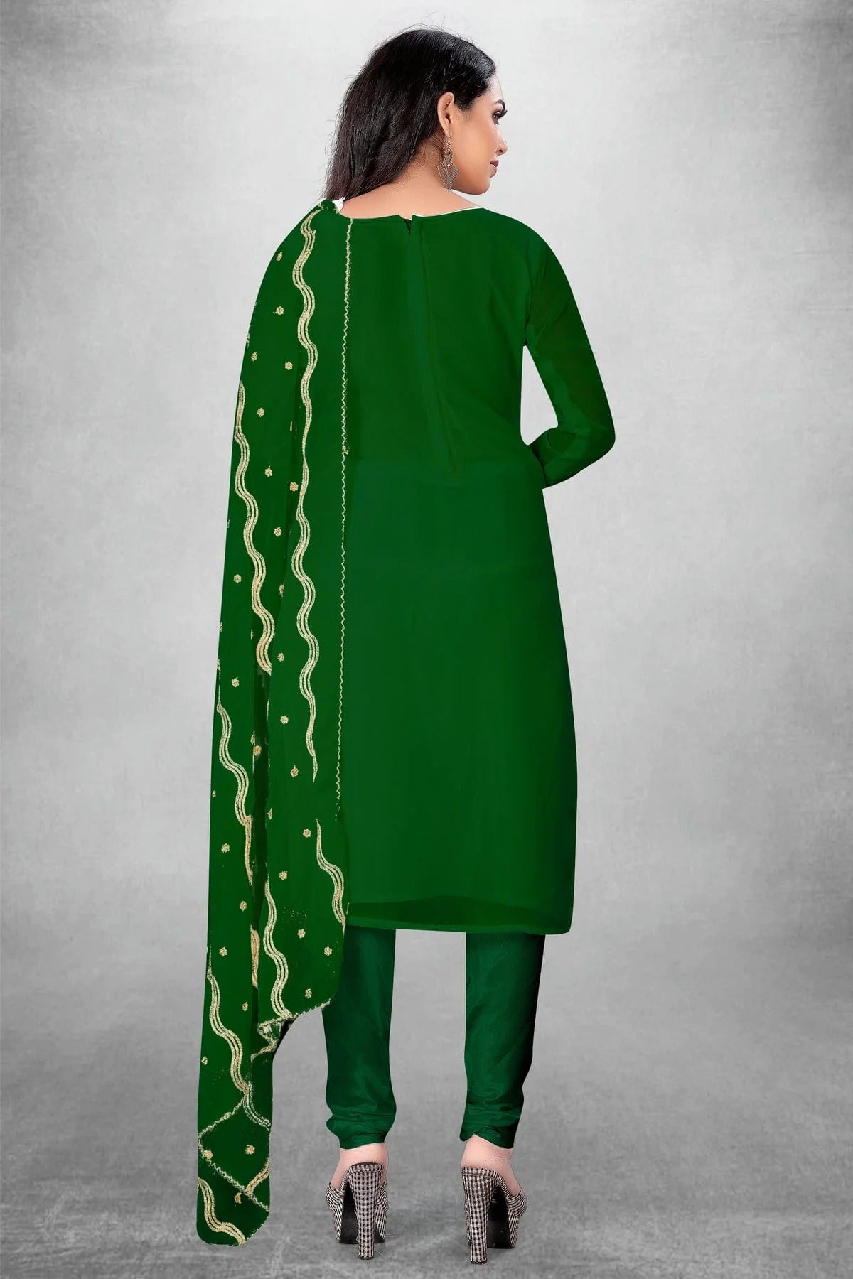 Green Colour Unstitched Georgette Churidar Suit US1160791 A