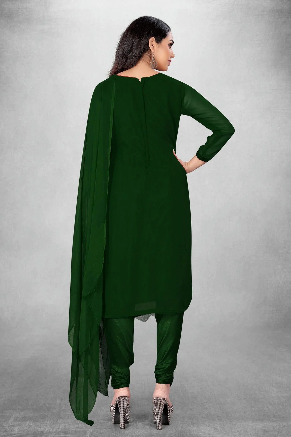 Green Colour Unstitched Georgette Churidar Suit US1160805 A