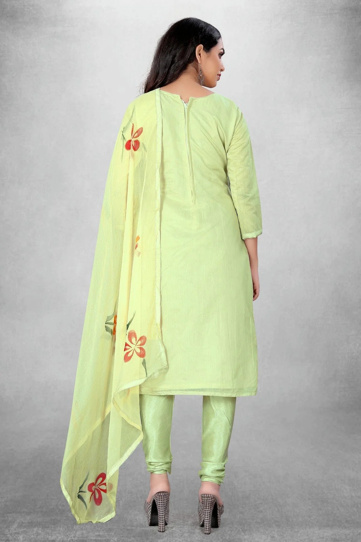 Green Colour Unstitched Modal Cotton Churidar Suit US1160786 A