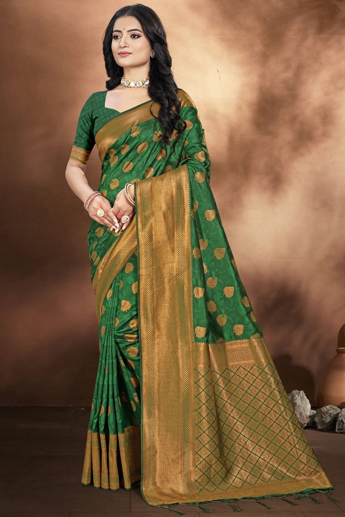 Green Colour Woven Work Silk Traditional Saree SD1103324