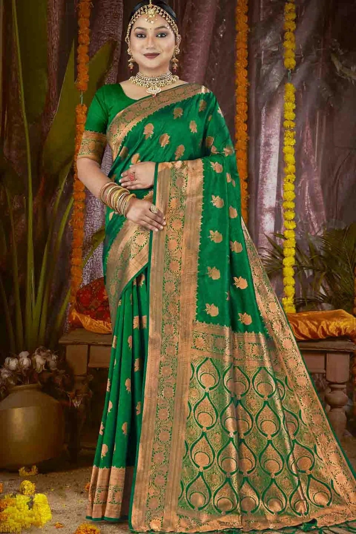 Green Colour Woven Work Silk Traditional Saree SD1103421