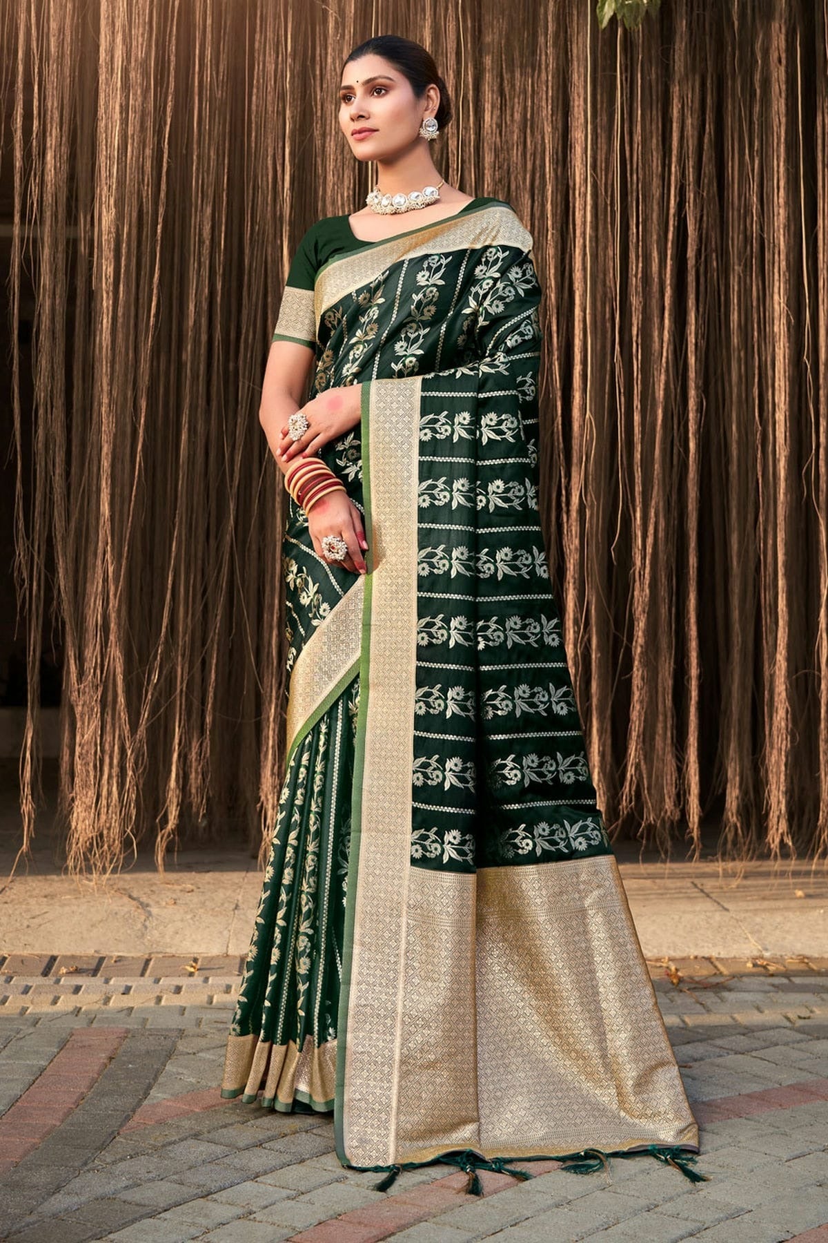 Green Colour Woven Work Stain Silk Saree SD1101818