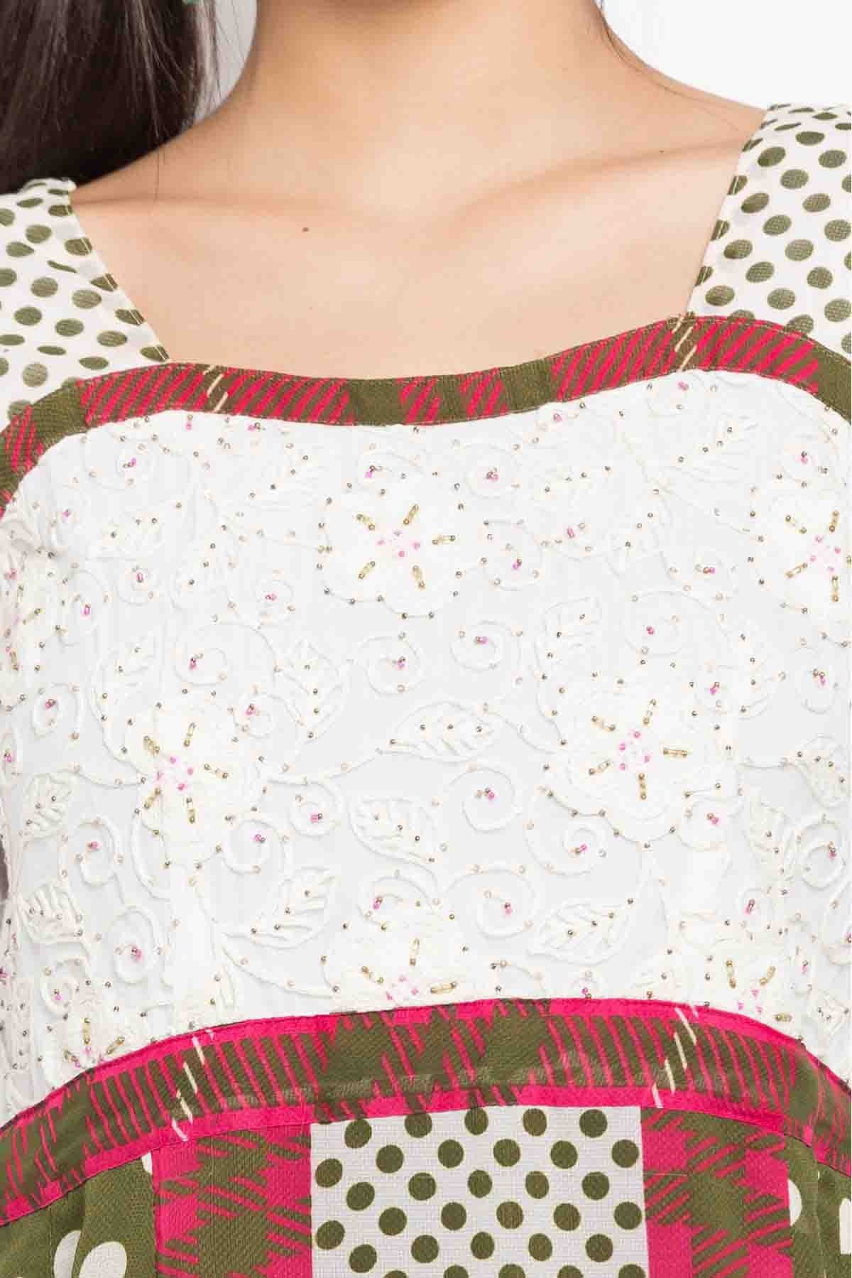 Green and White Colour Plus Size Stitched Faux Georgette Anarkali Suit BW1070162 B