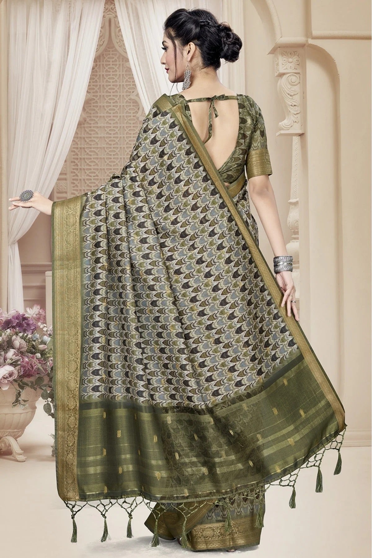 Grey Colour Art Silk Printed Saree SD1120644 A
