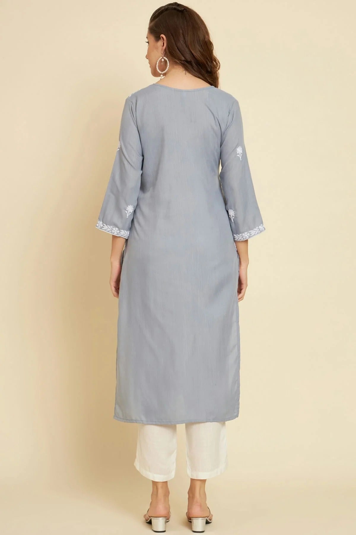Grey Colour Cotton Slub Kurti KR1111046 A