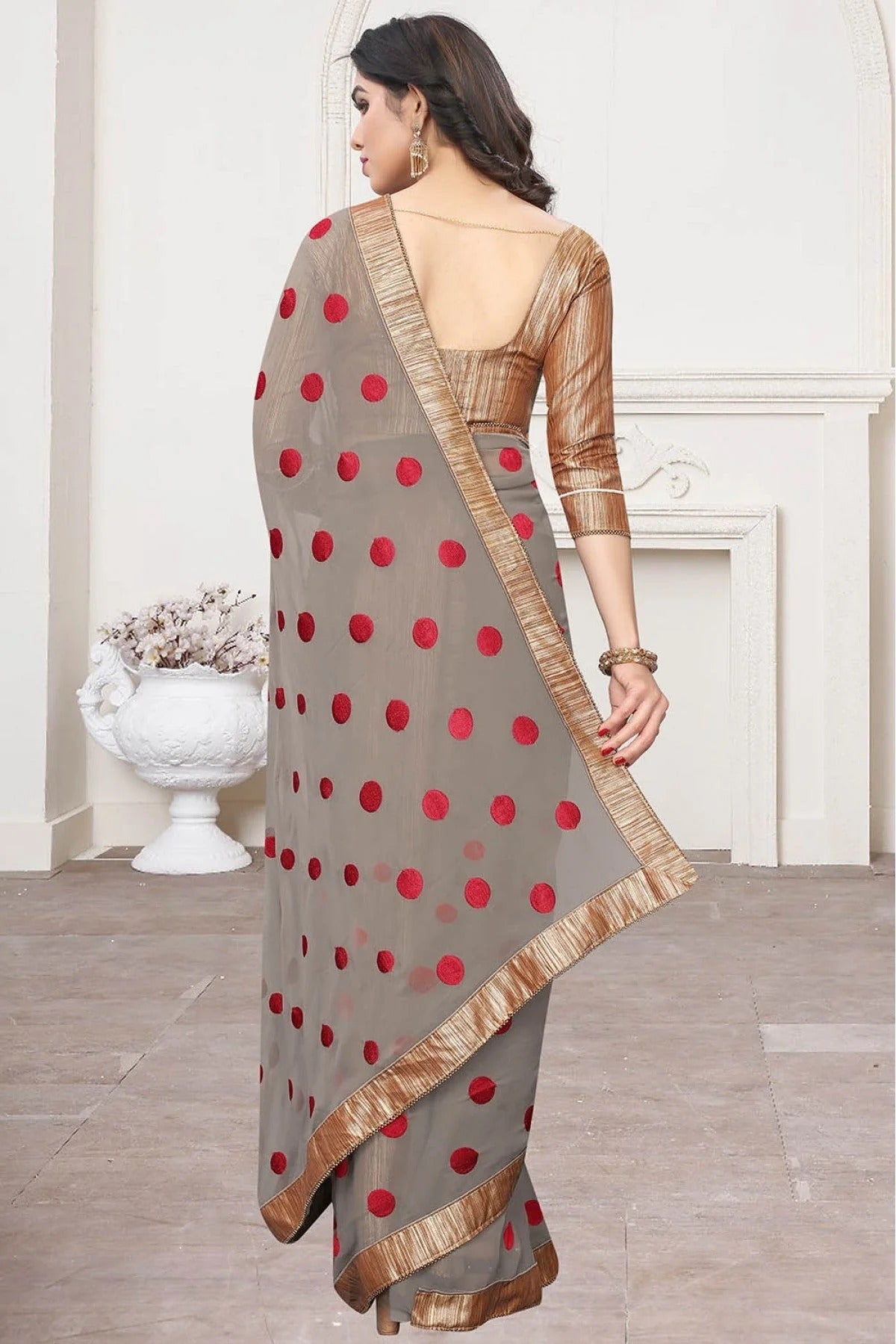 Grey Colour Georgette Designer Saree SD1120622 A