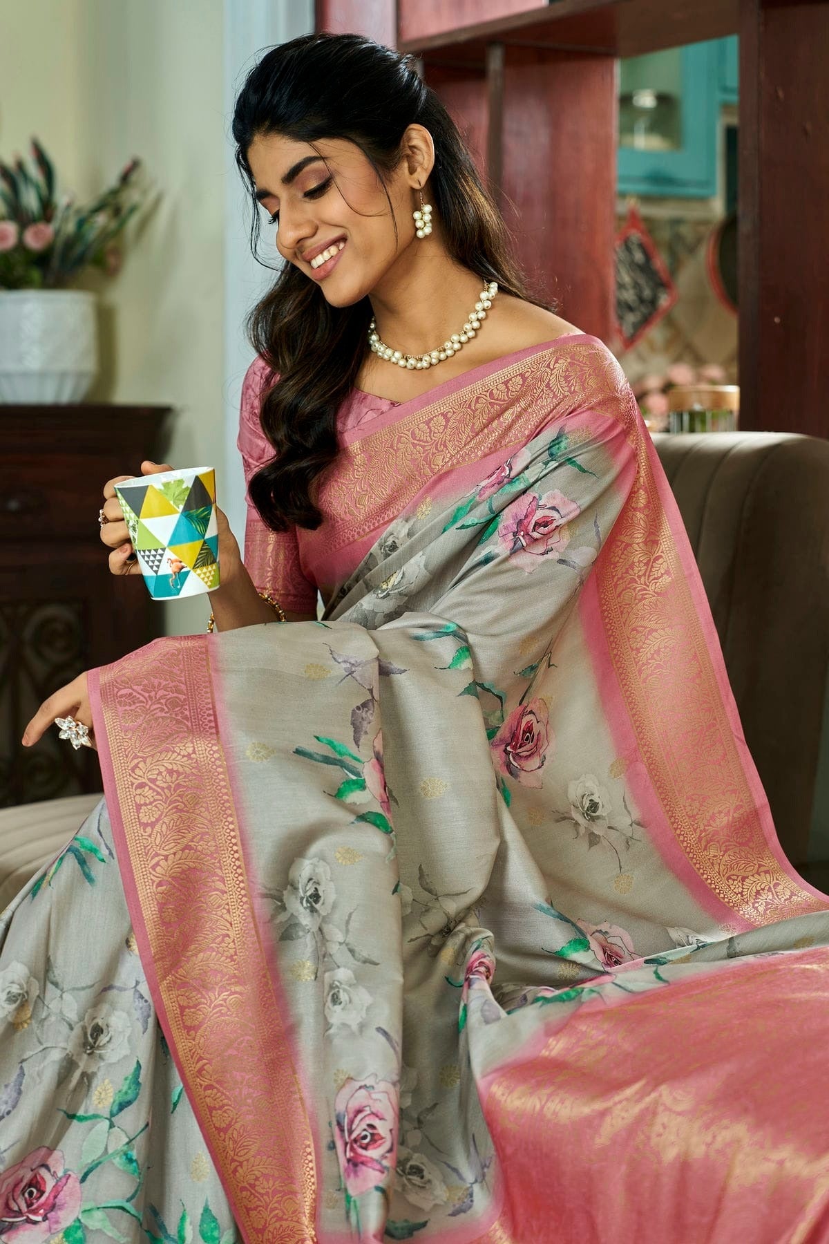Grey Colour Handloom Kotha Silk Saree SD1110069 A