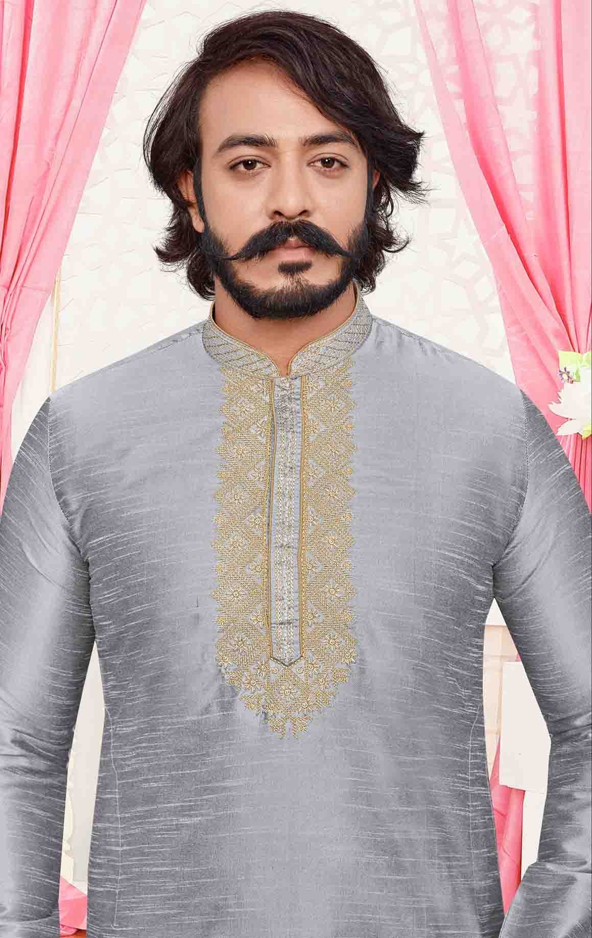 Grey Colour Kurta Pajama In Art Silk KP1210089 A