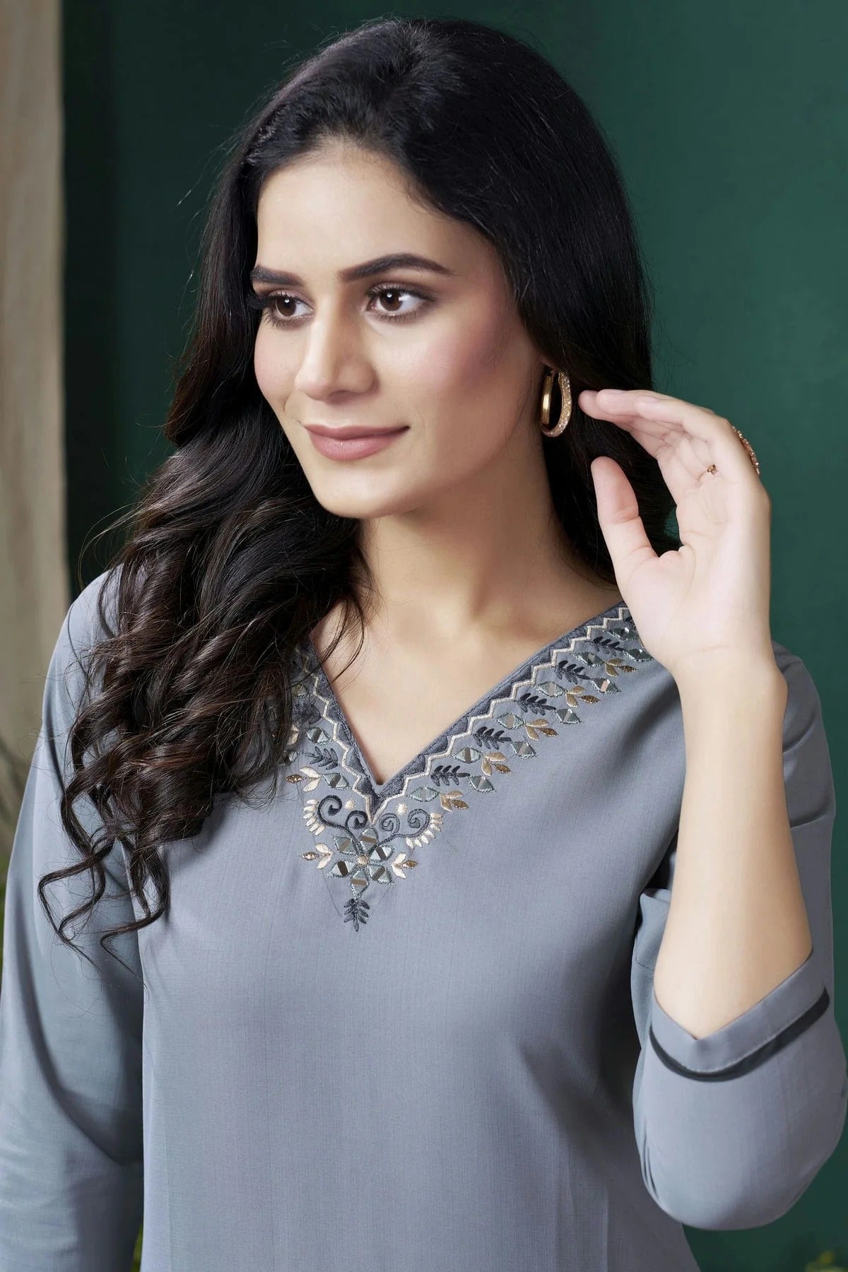 Grey Colour Maaza Cotton Kurta And Pant Set KR1111342 A