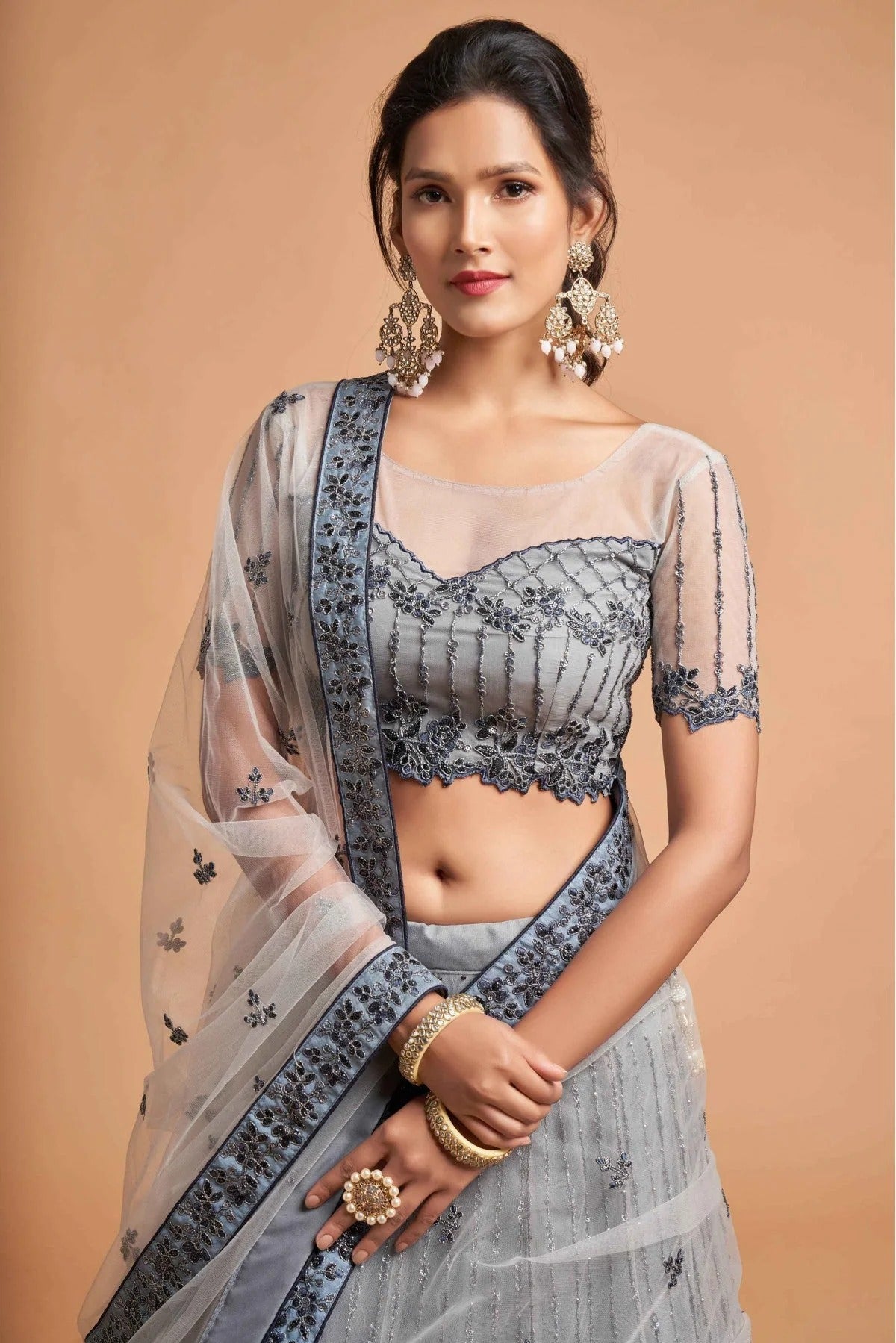 Grey Colour Net Lehenga Choli LC1010120 B