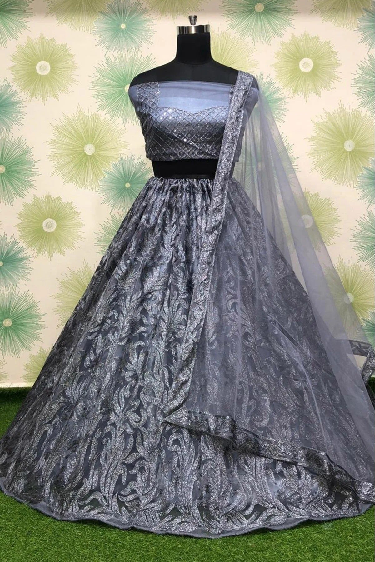Grey Colour Net Lehenga Choli LC1020102