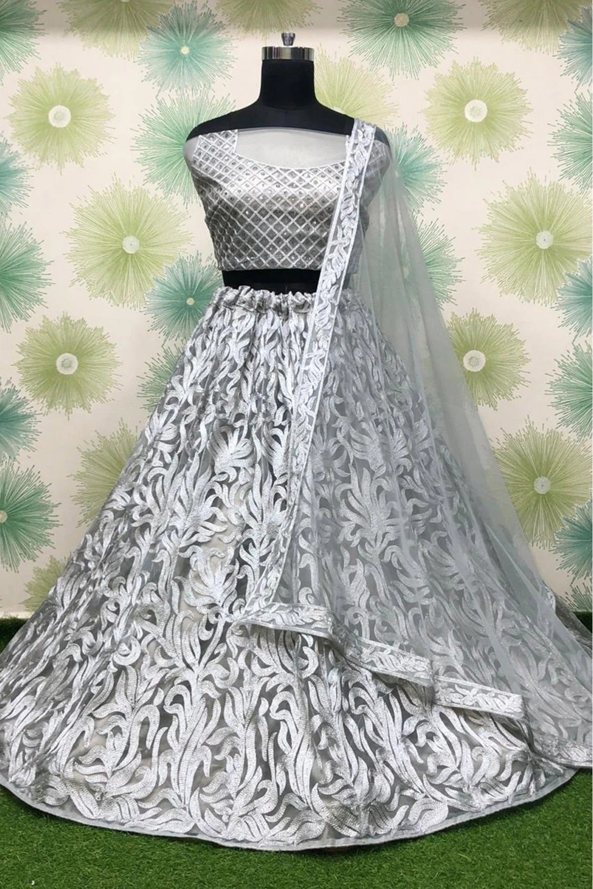 Grey Colour Net Lehenga Choli LC1020104