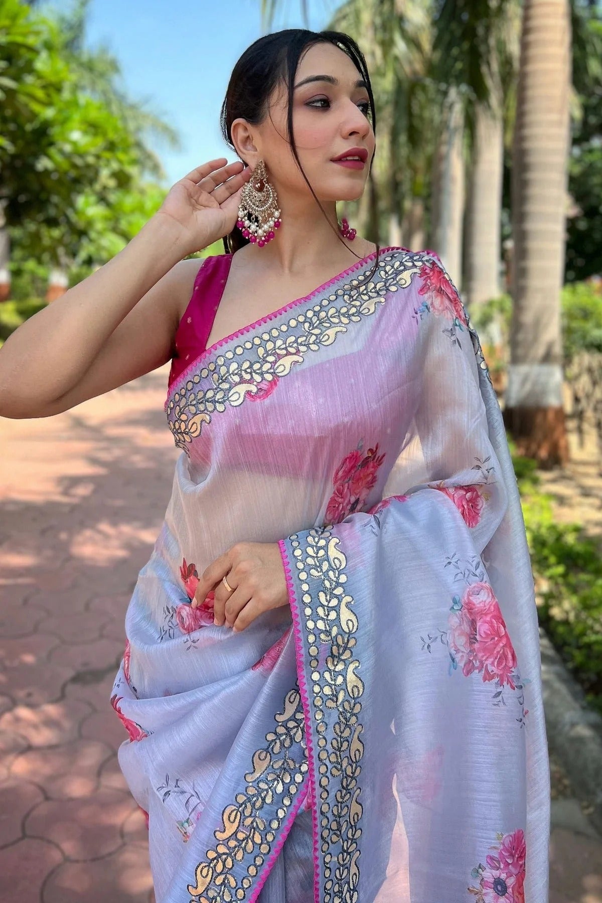 Grey Colour Organza Saree SD1110367 A
