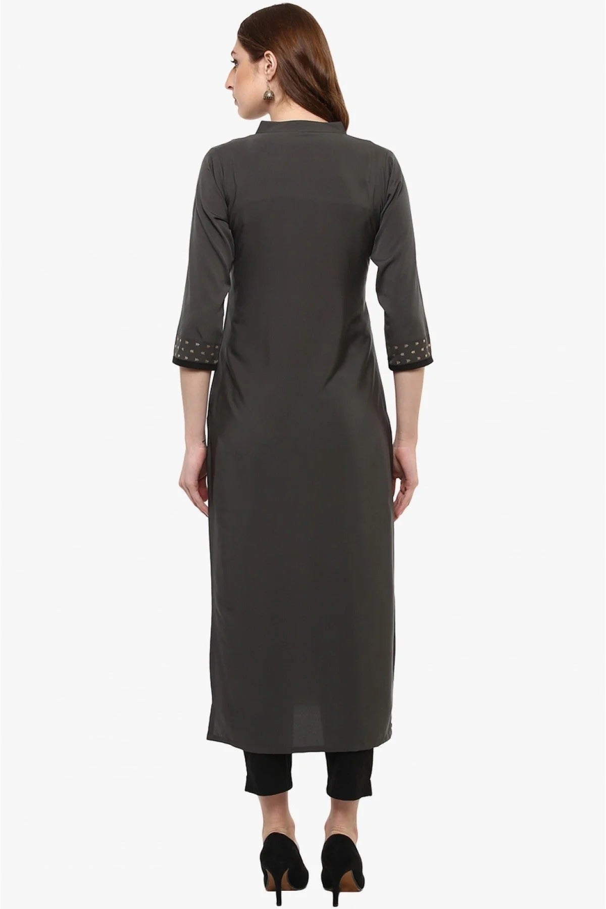Grey Colour Plus Size Crepe Straight Kurti KR1060203 B
