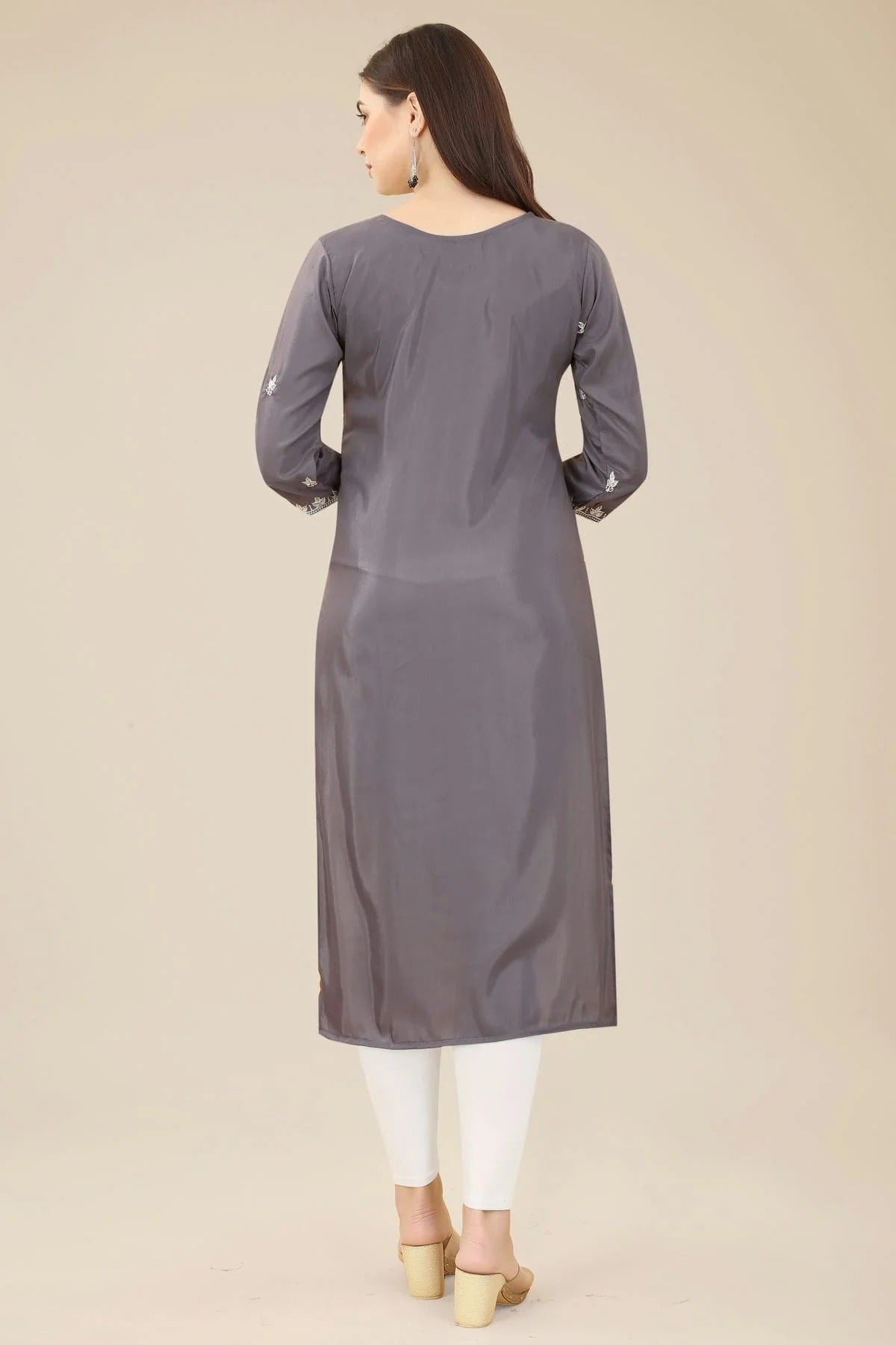 Grey Colour Shiny Silk Kurti KR1111000 A