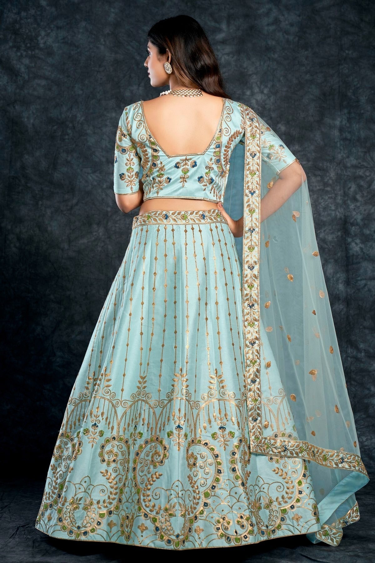 Italian Silk Designer Lehenga Choli In Sky Blue Colour LC1270020 B