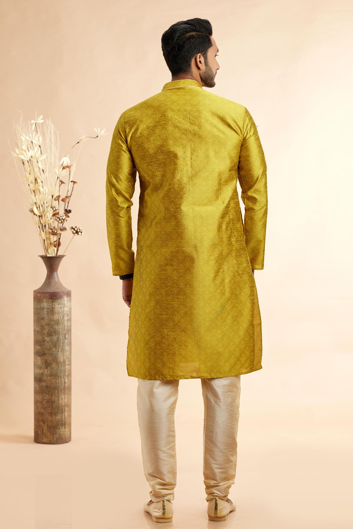 Jacquard Art Silk Embroidery Kurta Pajama In Mustard Colour KP1230505 3