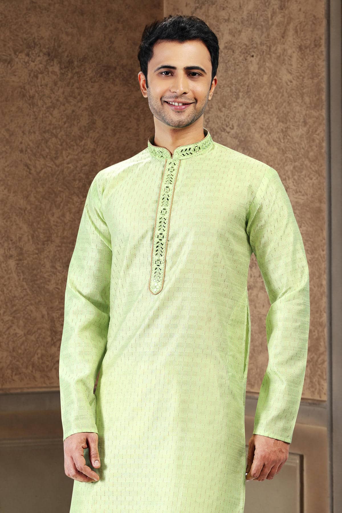 Jacquard Art Silk Kurta Pajama In Gold colour KP1230366 D
