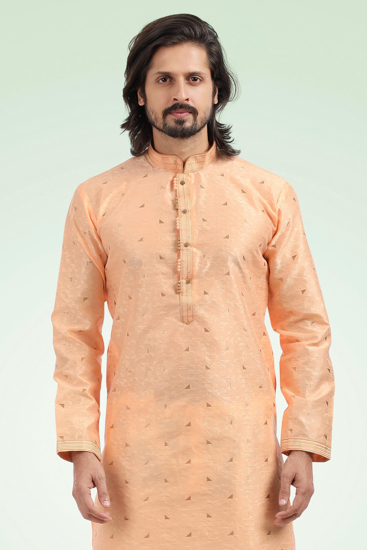 Jacquard Banarasi Silk Kurta Pajama In Cream colour KP1230340 C