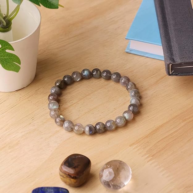 Labradorite 8mm Round Beads Bracelet – Natural Protection & Transformation Crystal Bracelet