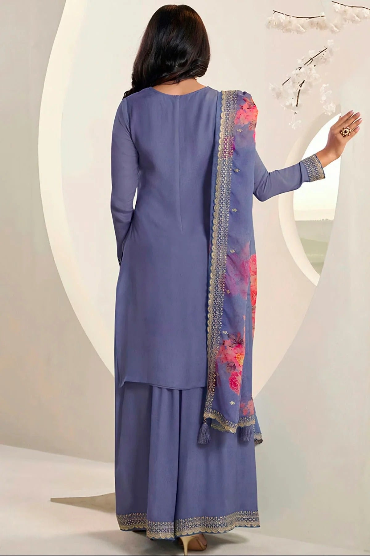 Lavender Colour Chinon Sharara Suit SM1110722 A