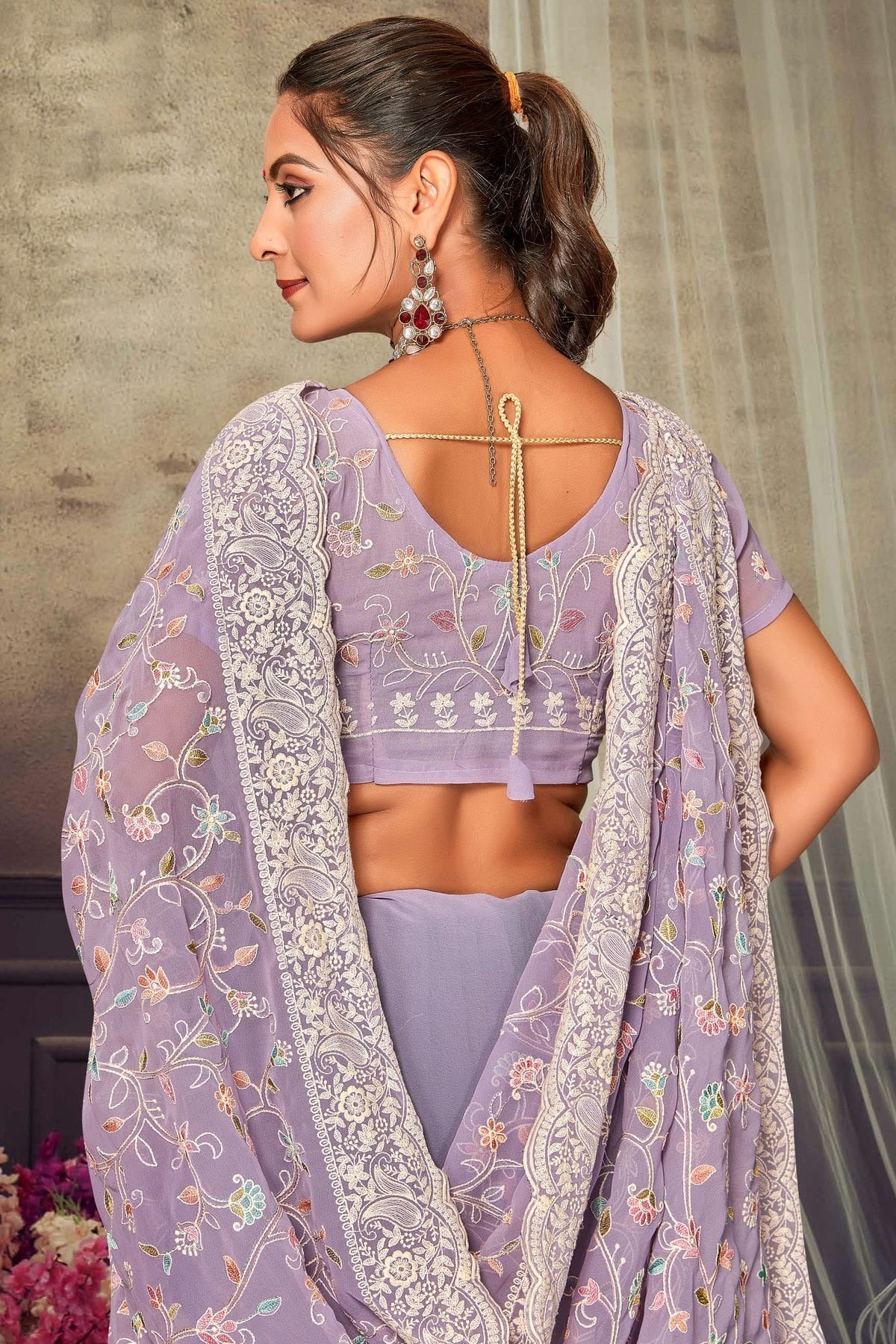 Lavender Colour Georgette Designer Saree LC1121553 A