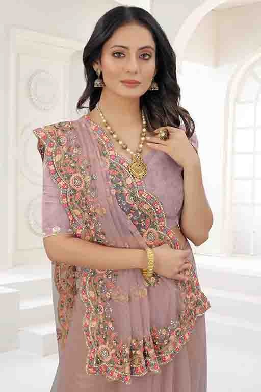Lavender Colour Net Designer Saree SD1090543 A