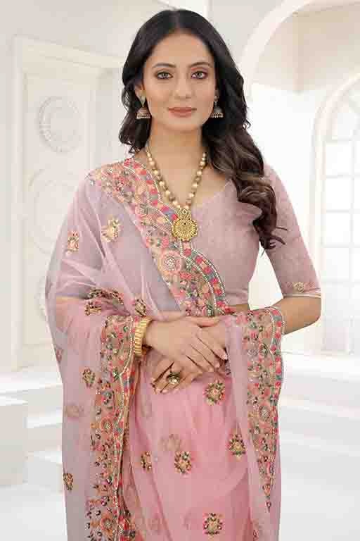 Lavender Colour Net Designer Saree SD1090546 A