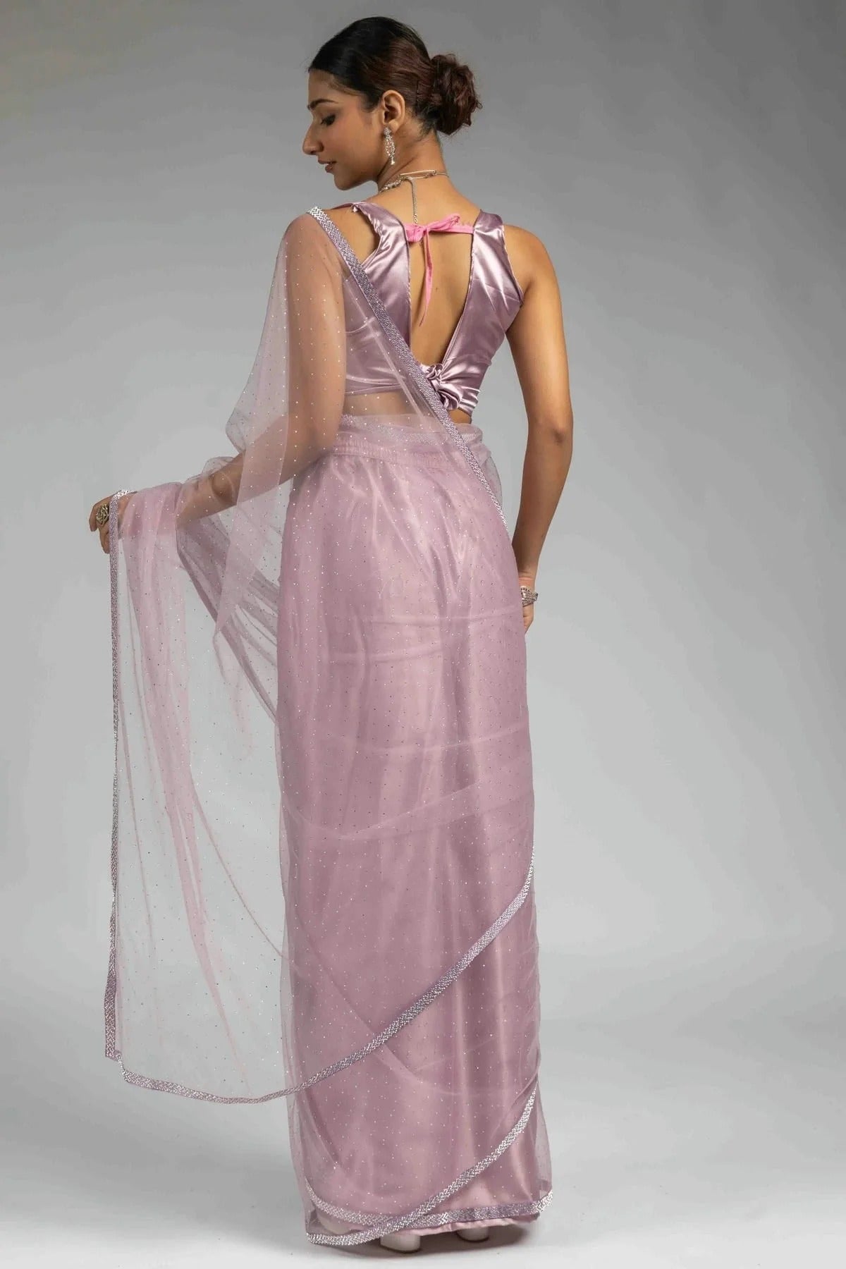 Lavender Colour Net Ready To Wear Saree SD1122058 A