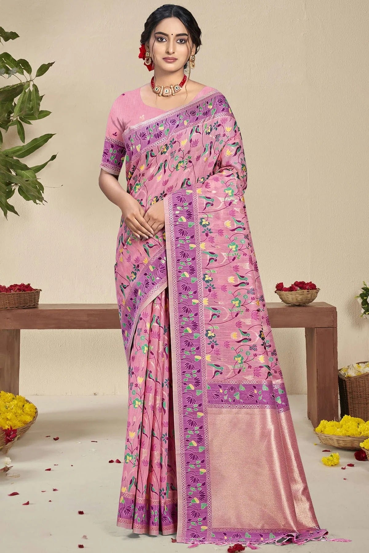 Lavender Colour Silk Traditional Saree SD1102577