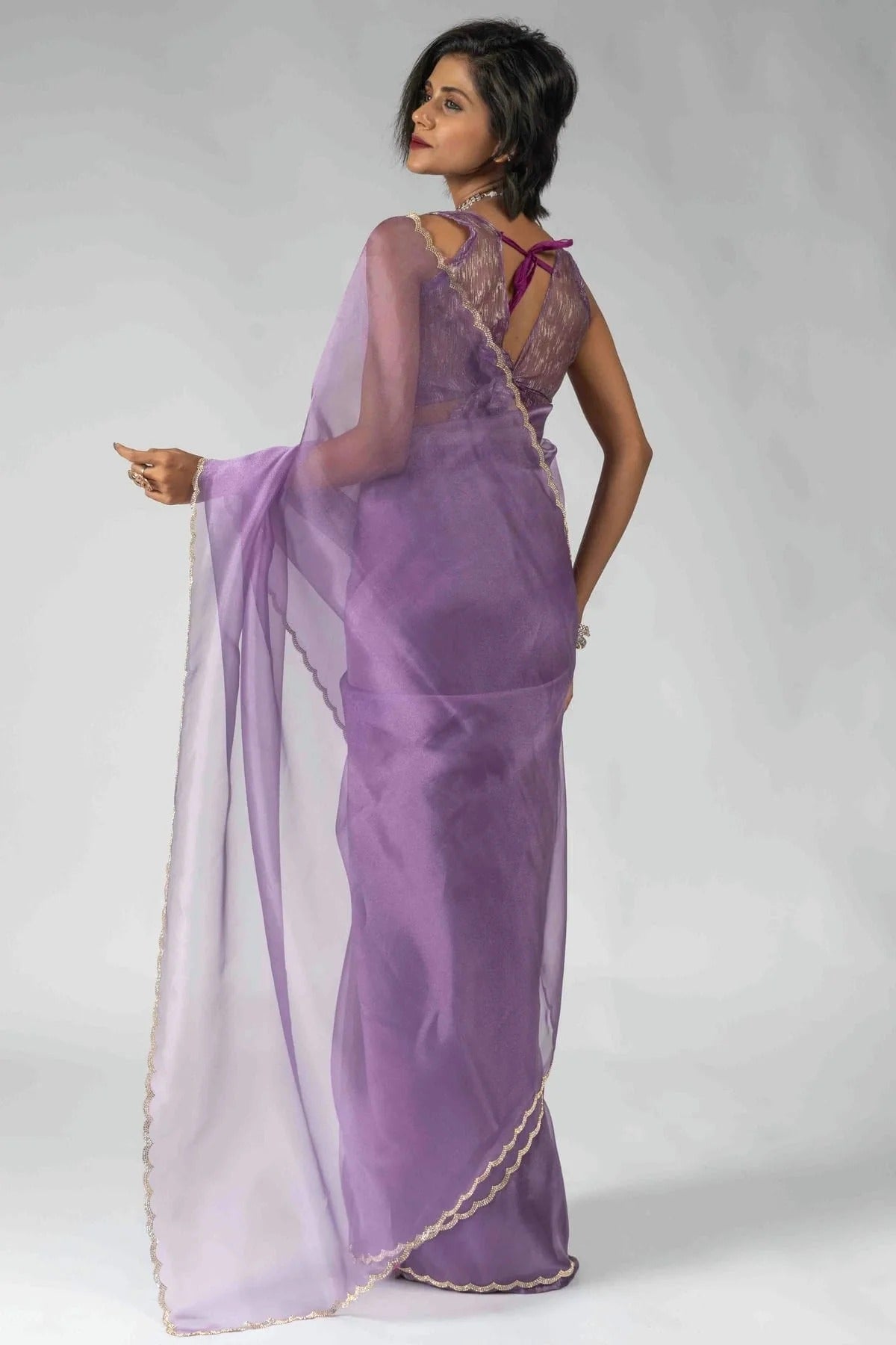 Lavender Colour Tissue Silk Ready To Wear Saree SD1122046 A
