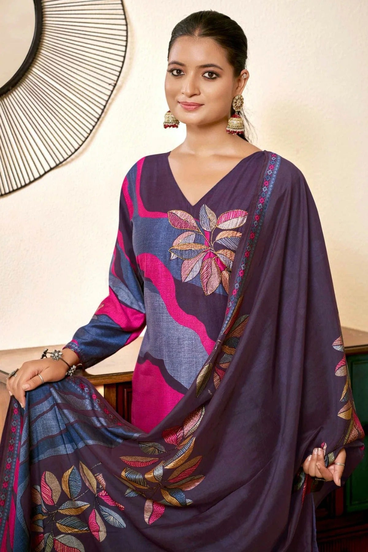 Lavender Colour Viscose Silk Stitched Suit SS1112272 A